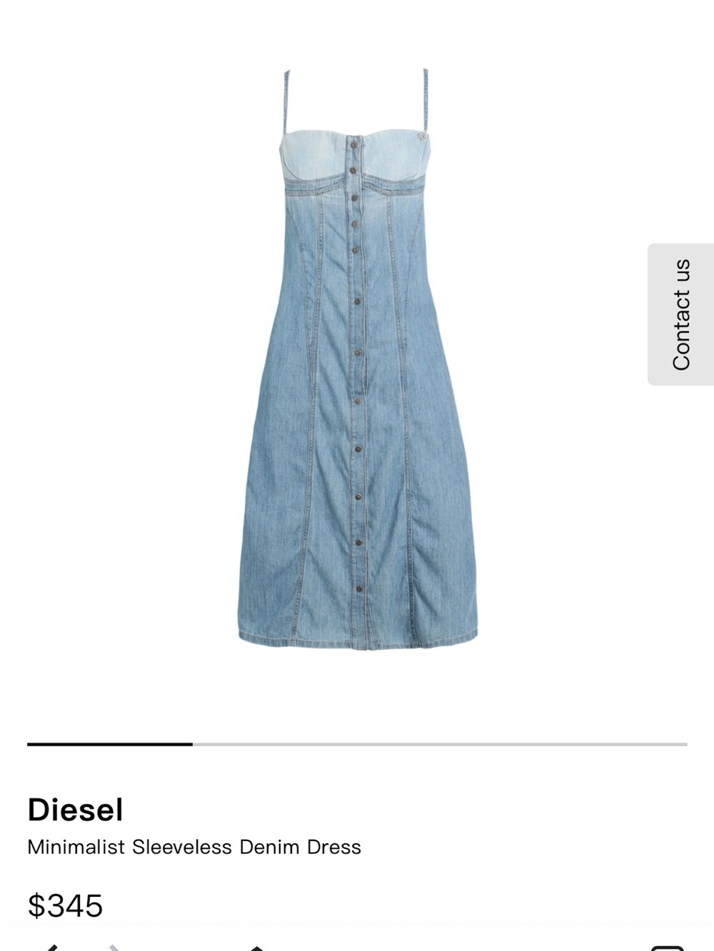 Diesel Two-Tone Light Blue Denim Midi Dress